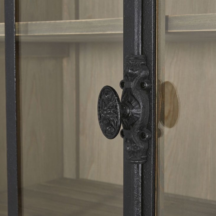 Armário duplo com 4 portas de vidro cinzento e preto-Voltaire detail-4
