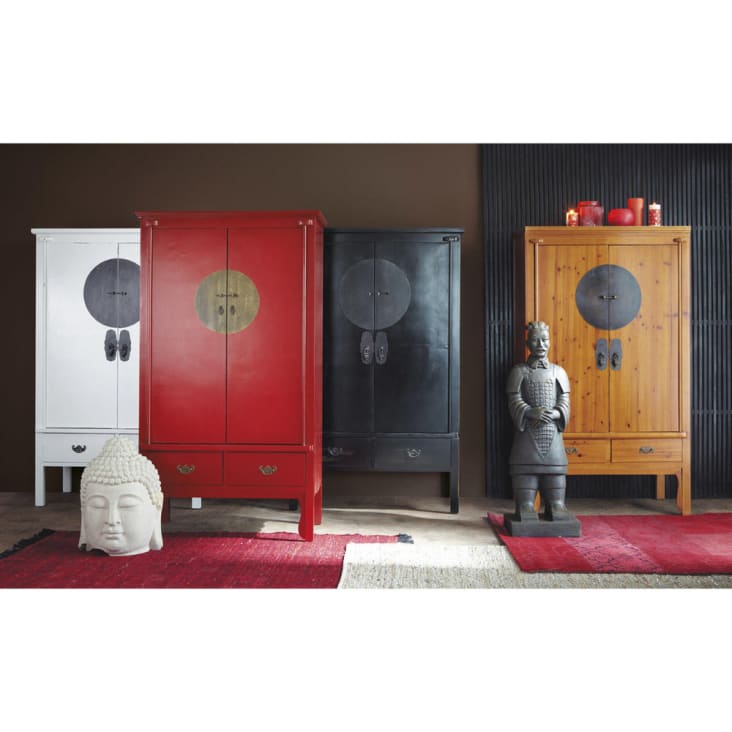 Armoire 2 portes 2 tiroirs noire-Shanghaï ambiance-14