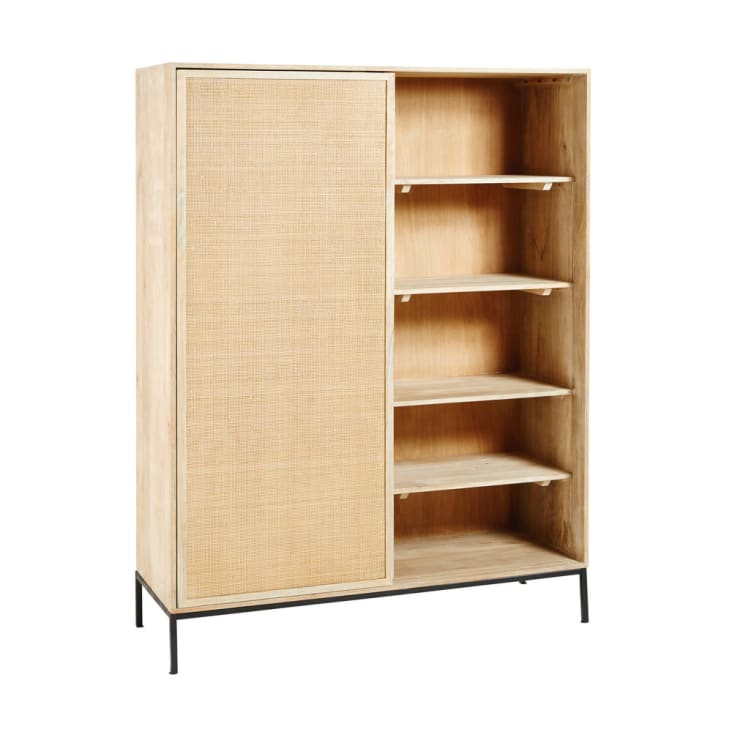 Armoire 2 portes en manguier massif et rotin Helios Maisons du Monde