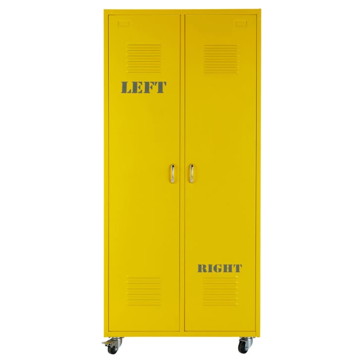 Armoire à roulettes 2 portes en métal jaune-Loft