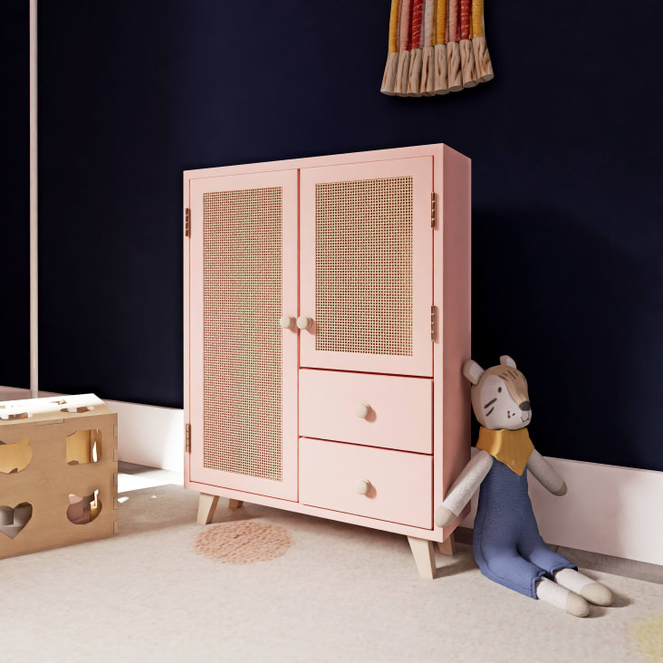 Armoire de poupée rose et beige ambiance-5