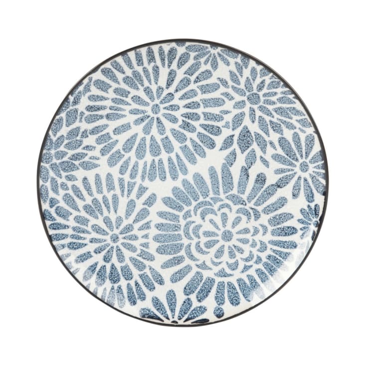Assiette à dessert en grès blanc motifs graphiques bleus-ISCHIA cropped-2