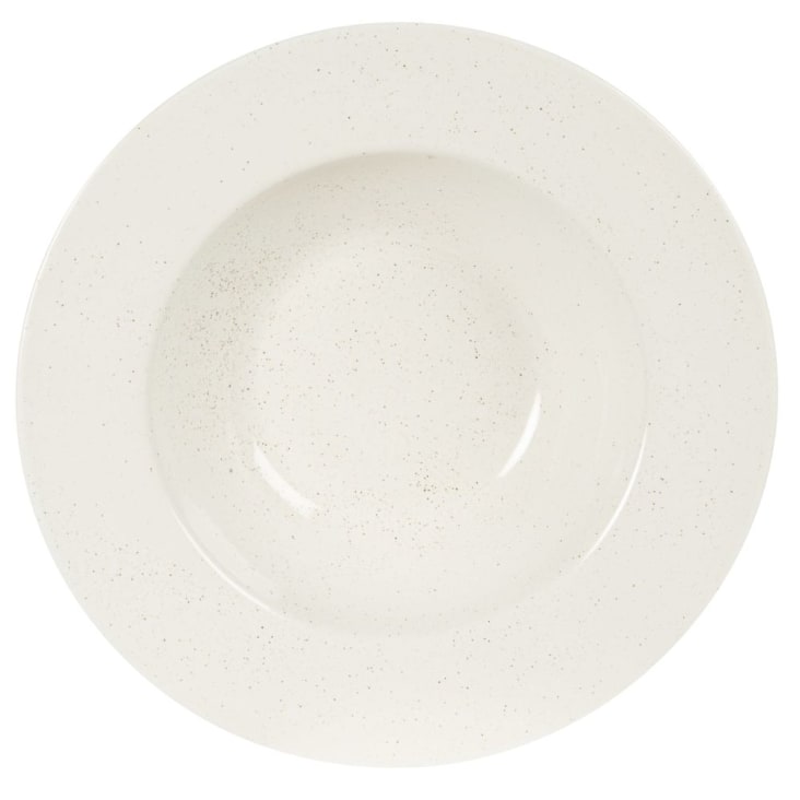 Assiette à Pâtes/Riz En Émail Genware - 24 Cm, Finition Blanc Et Bleu