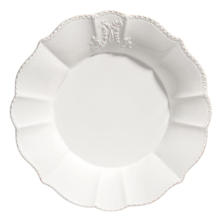 Assiette plate en faïence blanche-Bourgeoisie cropped-2