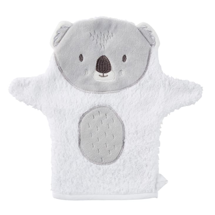 Babybadetuch aus Baumwolle, weiß und grau-KOALA cropped-2