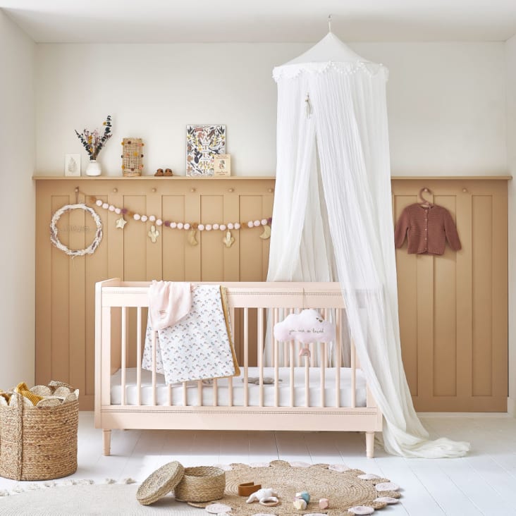 Babydecke aus Baumwolle mit bunten Palmen- und Regenbogenmotiven-MALAGA ambiance-5