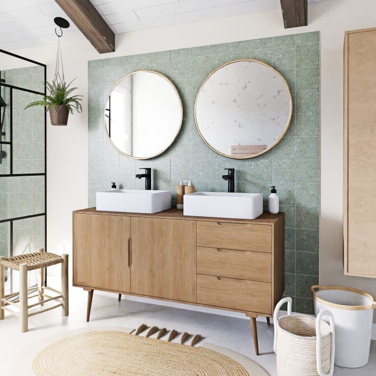 Badezimmermöbel mit 2 Becken aus massivem Mangoholz-Trocadero ambiance-6