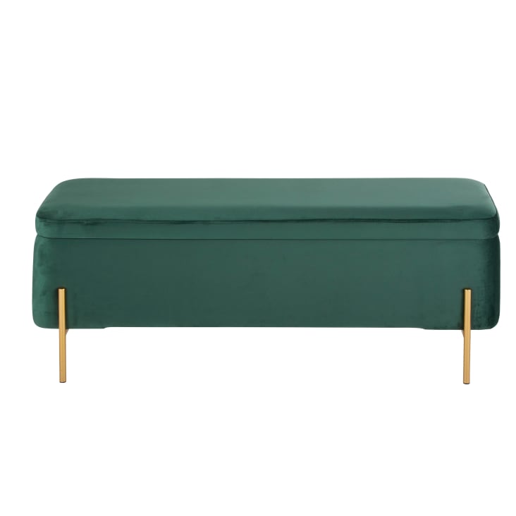 Maisons du Monde CHRIS - Banco bául de terciopelo verde y metal dorado