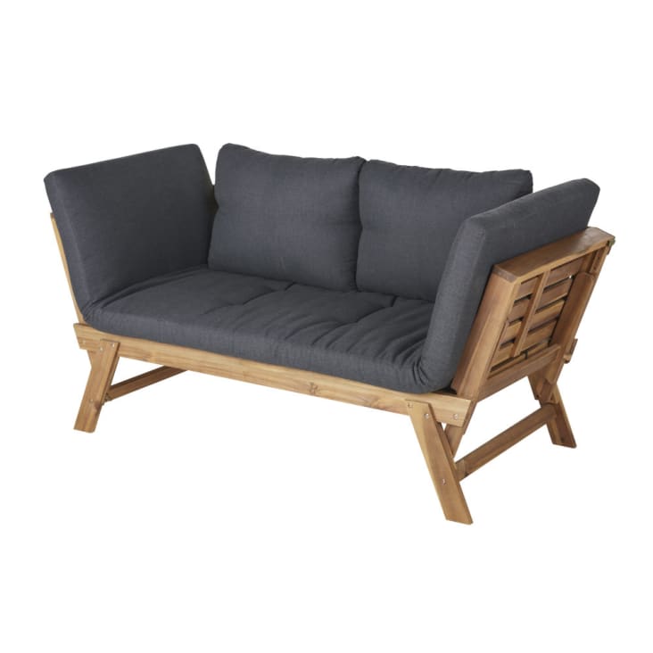 Canapé de jardin relax en acacia avec coussins | Oviala