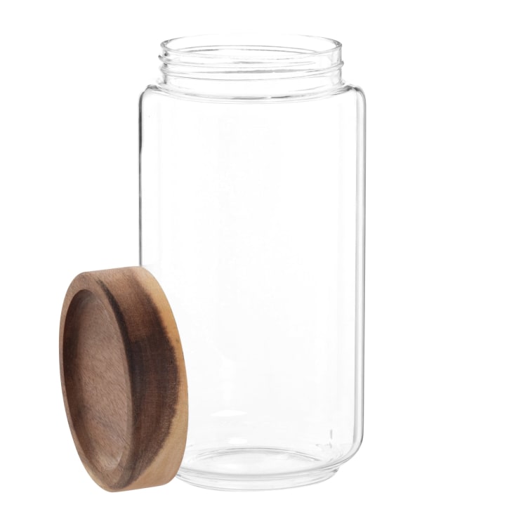 Barattolo in vetro con coperchio in legno di acacia