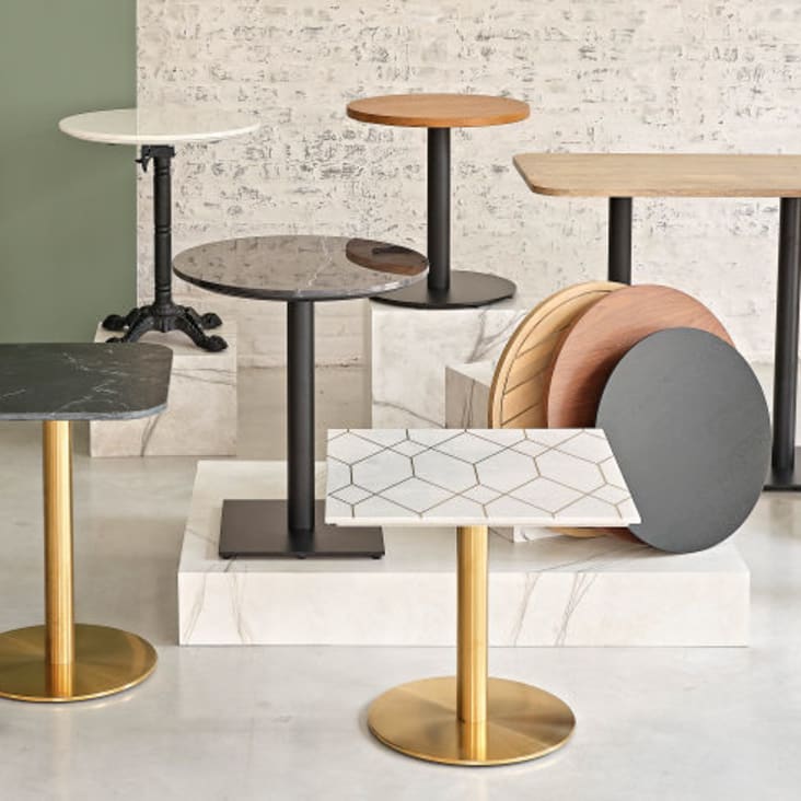 Base per tavolo alto professionale in metallo color ottone, A 100 cm-Element Business ambiance-3