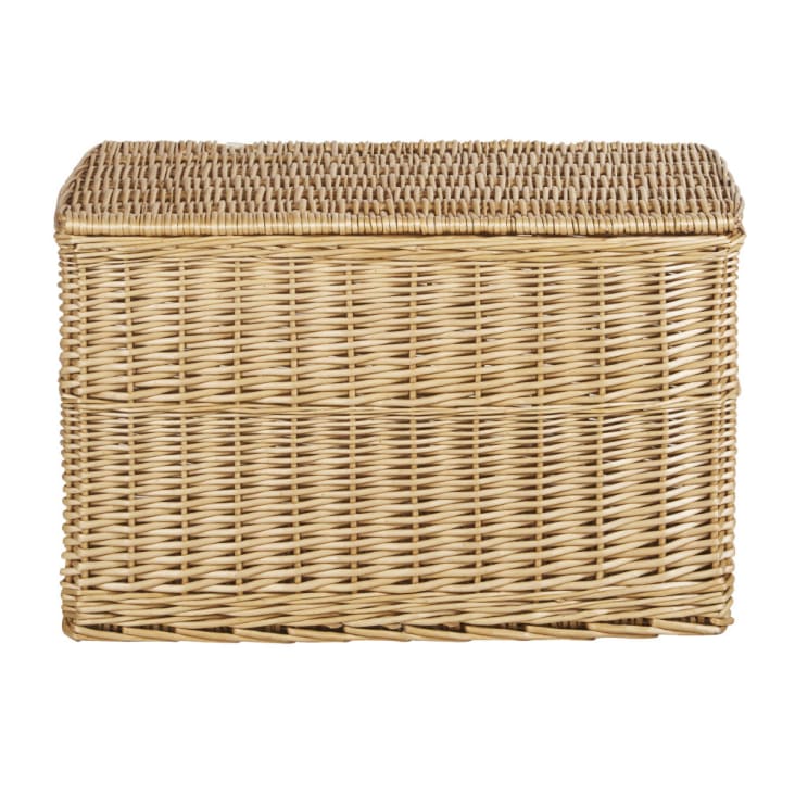 Cassapanca In Vimini Naturale Con Coperchio - Baule Vintage Per Interni, Contenitore Per Giochi E Coperte