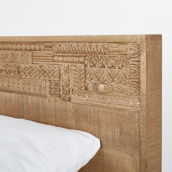 Bed uit handgesneden massief mangohout, 160 x 200 cm-Ghada cropped-3