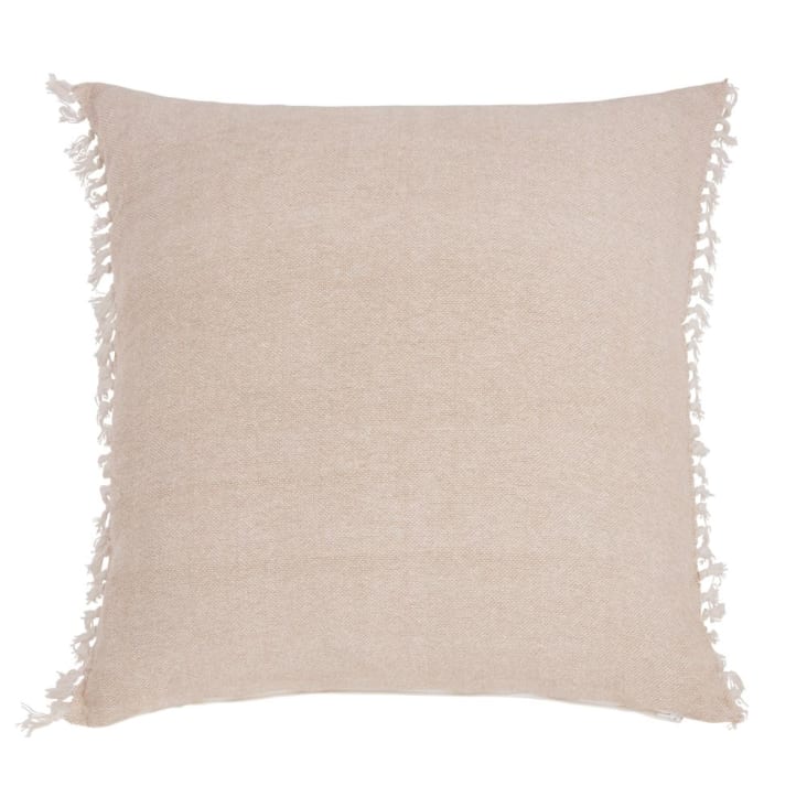 Mandioo Set van 2 neutrale katoenen kussenhoezen met franjes 45x45 cm 18x18 inch decoratieve boho boerderij sierkussensloop gezellige kwastjes voor bank sofa slaapkamer woonkamer huisdecoratie oranje