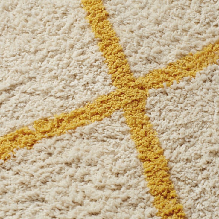Berberteppich aus Baumwolle, naturweiß mit grafischen Motiven in Senfgelb 120x180-MIRIAN cropped-2