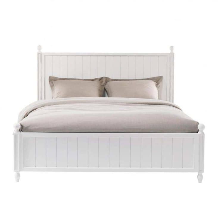 Bett aus Kiefer 160 x 200, weiß mit Lattenrost-Newport