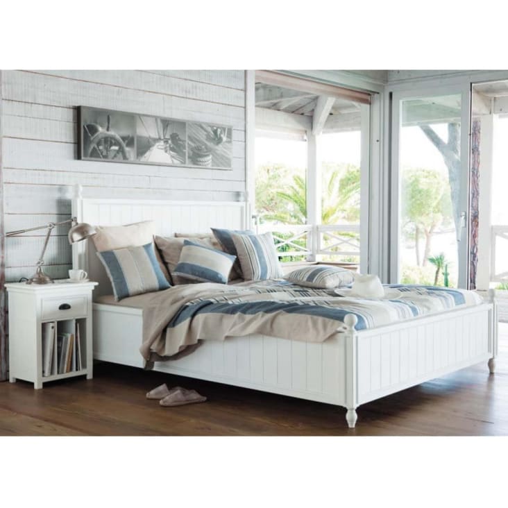 Bett aus Kiefer 160 x 200, weiß mit Lattenrost-Newport ambiance-4