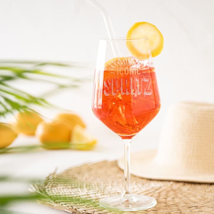 Bicchiere da spritz in vetro con stampa arancione