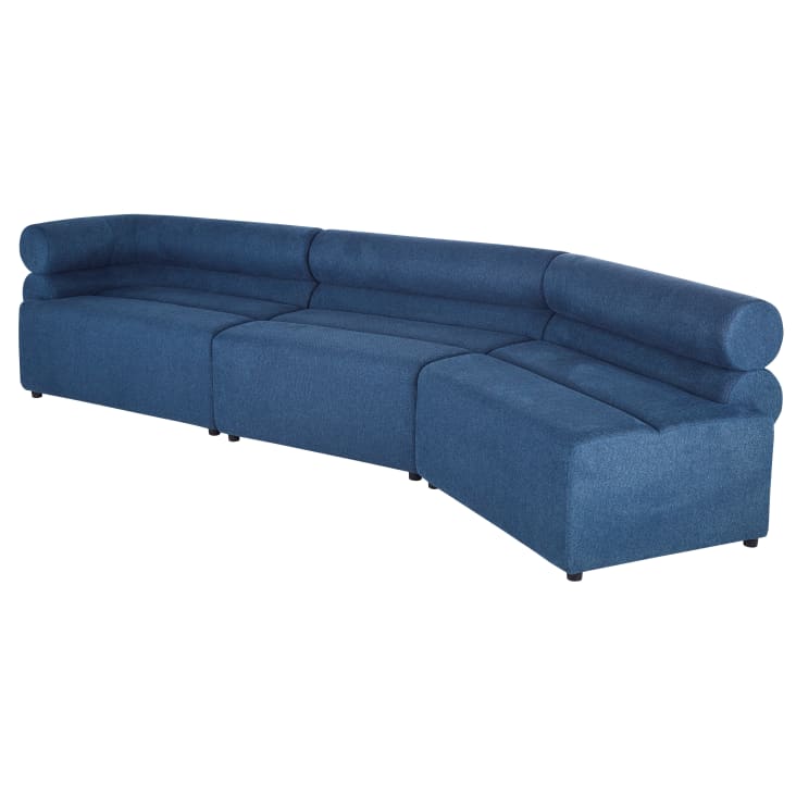 Blauwe chaise longue voor modulaire zetel in gerecycleerde stof voor