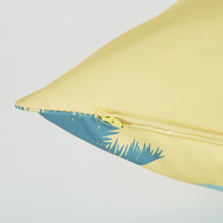 Blauwgroen, blauw en geel kussen met palmbomenprint 60 x 60 cm-SARASOTA cropped-3