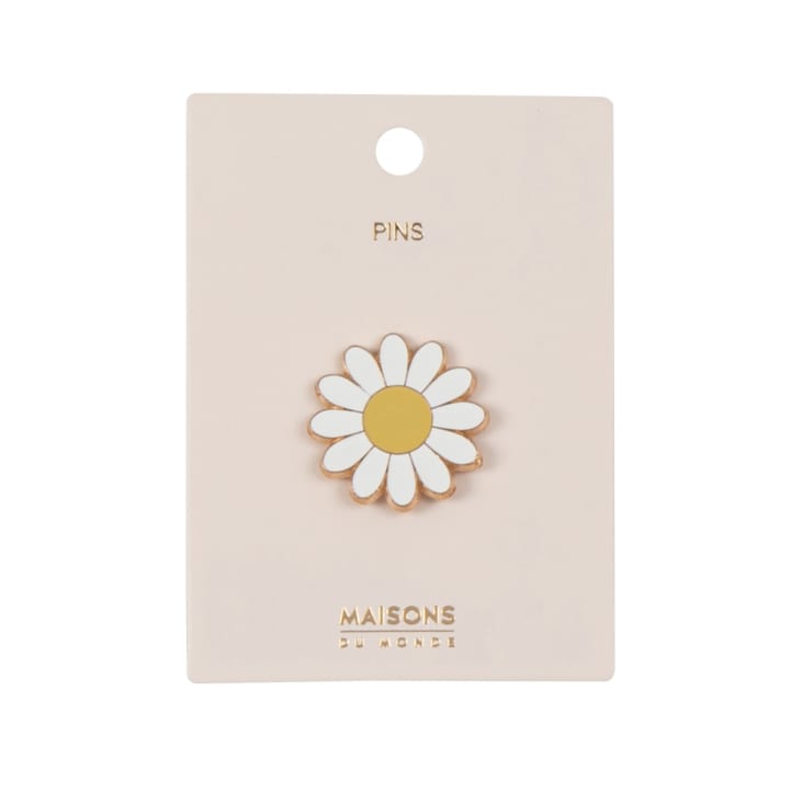 Blumen-Anstecknadel aus Metall, weiß/gold/gelb Daisy