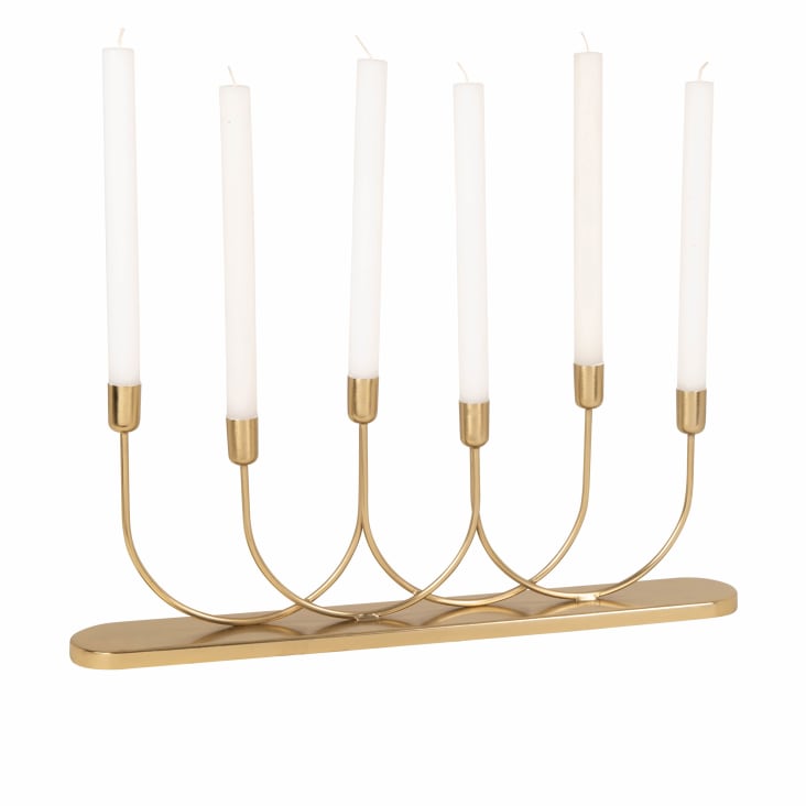 Bougeoir 3 Branches Métal Doré - 22.5 Cm - Décoration Table, Mariage, Noël - Pour Bougies Tige
