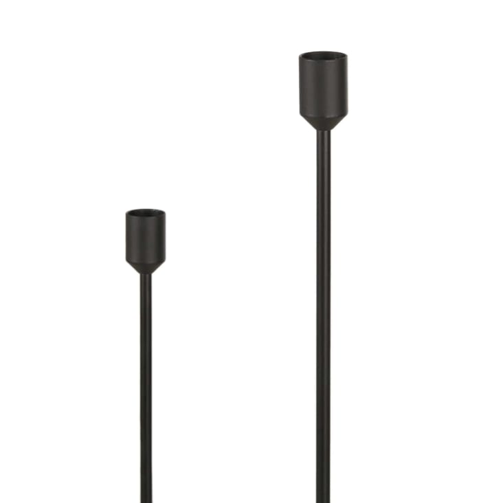 Paire De Bougeoirs Vintage En Métal Noir - Style Années 50, 35 Cm De Haut, Parfaits Pour Salle à Manger