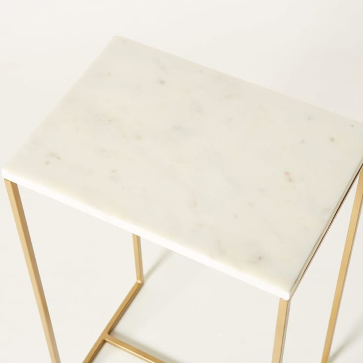 Bout de canapé en marbre blanc et métal doré-VENICE cropped-4