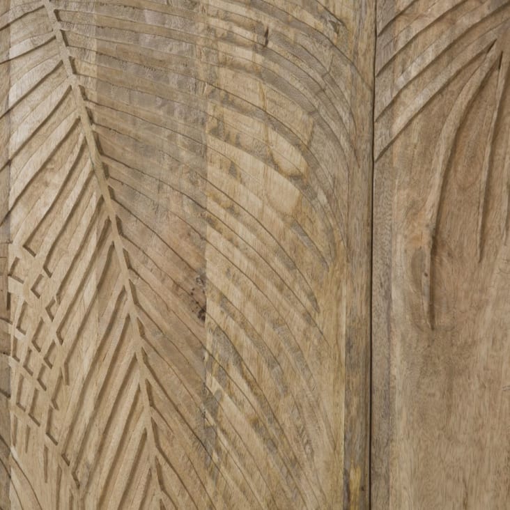 Bruine gegraveerde drieluik met palmbladeren 111 x 130 cm-CASTILLO cropped-2