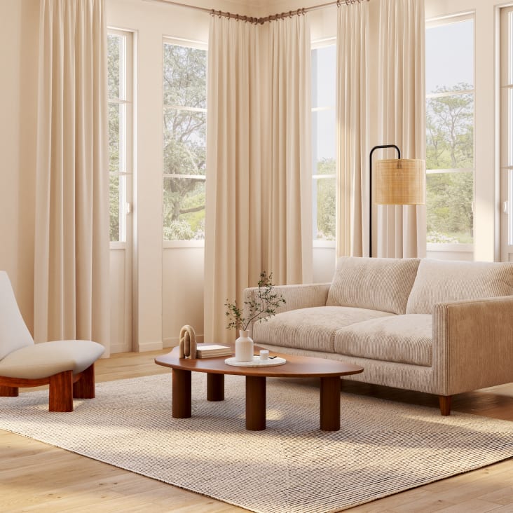 Bruine ovale salontafel van massief acaciahout L145 Sacramento