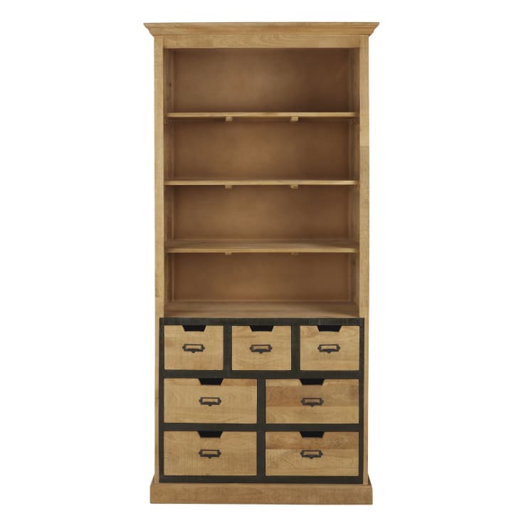 AKORD Bücherregal R15 - 7 Regale & 2 Schubladen In Weiß & Graphitgrau