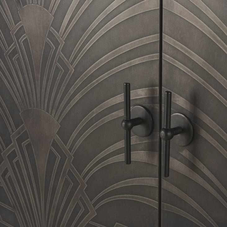 Buffet 2 portes en métal noir mat sculpté-Gotham cropped-4