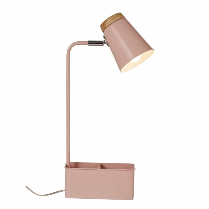 Billy Goat Floreren Gebruikelijk Bureaulamp met potloodhouder van roze metaal en rubberhout LEXIE | Maisons  du Monde