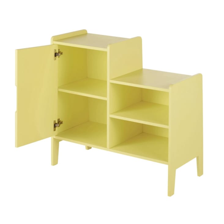 Cabinet de rangement 1 porte 2 niches jaune-Tampico cropped-2