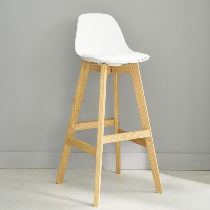 Cadeira alta escandinava de madeira de carvalho branca H81-Ice ambiance-7