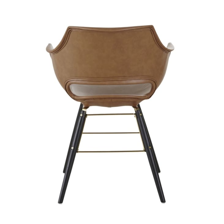 Cadeira com apoio para braços castanha em imitação de couro envelhecido-Baseball cropped-3