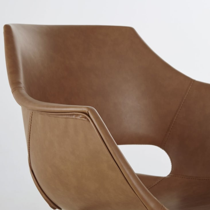 Cadeira com apoio para braços castanha em imitação de couro envelhecido-Baseball cropped-4