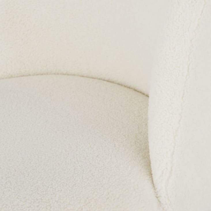 Cadeira de secretária em tecido bouclé branco e metal cor de latão com rodízios-Mauricette cropped-4