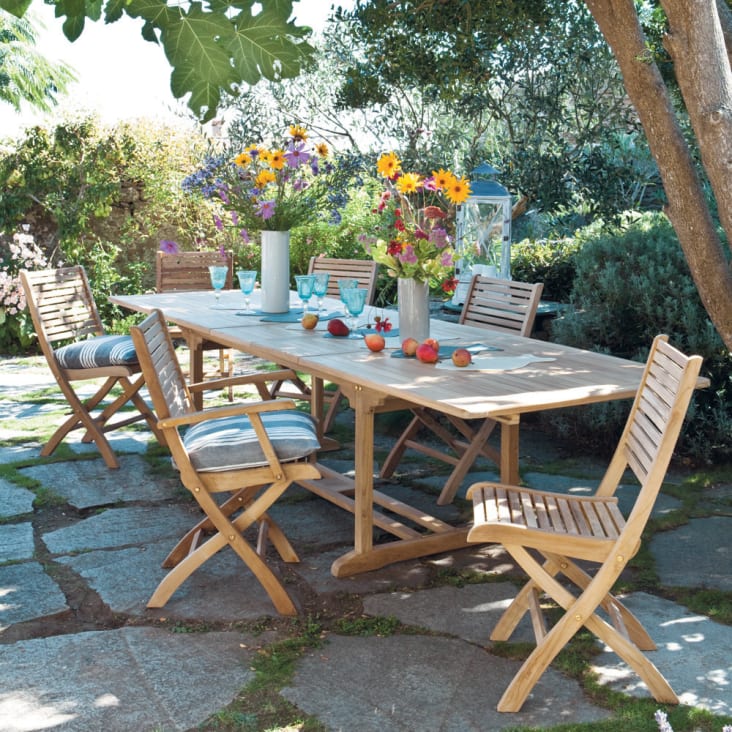 Cadeira dobrável de jardim de madeira de teca maciça-Oleron ambiance-3