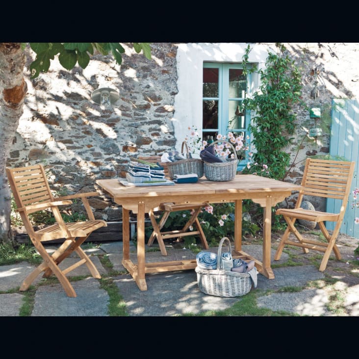 Cadeira dobrável de jardim de madeira de teca maciça-Oleron ambiance-4