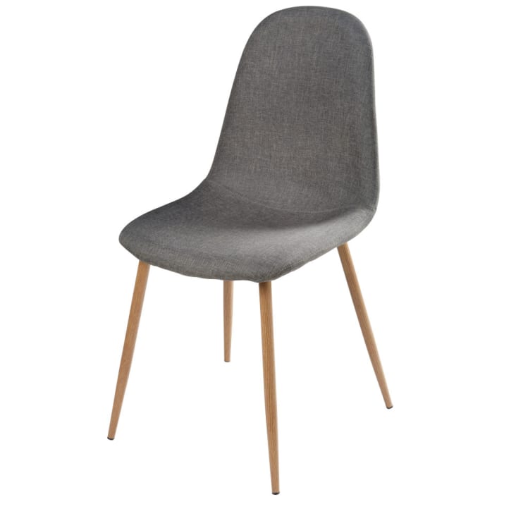 Cadeira escandinava cinzenta e metal imitação de carvalho-Clyde