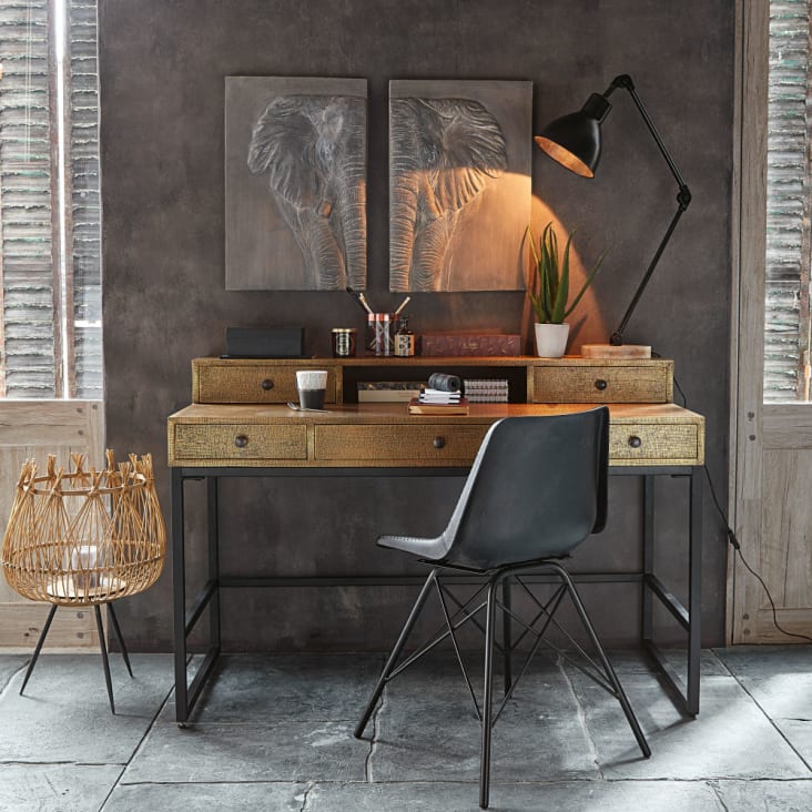 Cadeira industrial de couro e metal preto-Austerlitz ambiance-10