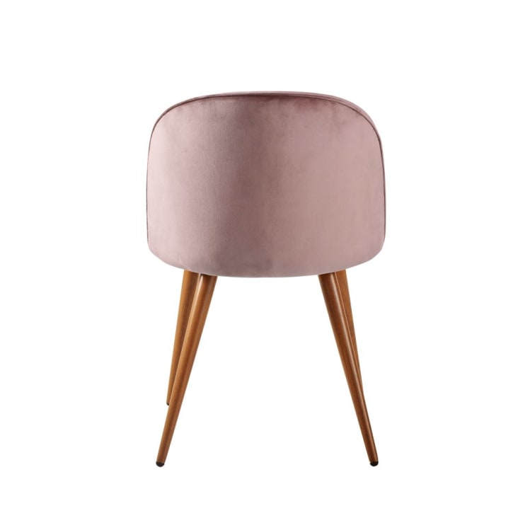 Cadeira vintage em veludo rosa-velho e metal em imitação de carvalho-Mauricette cropped-3