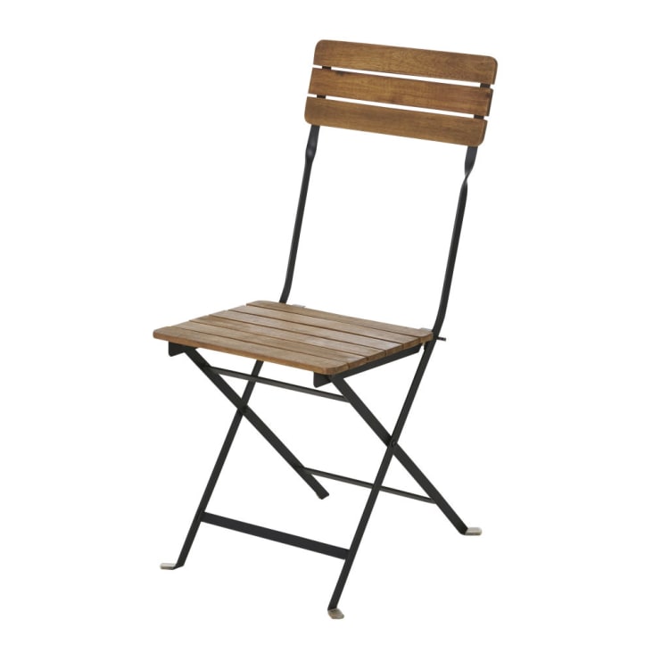 Cadeiras de jardim em acácia maciça e metal preto (x2)-Calathea cropped-2