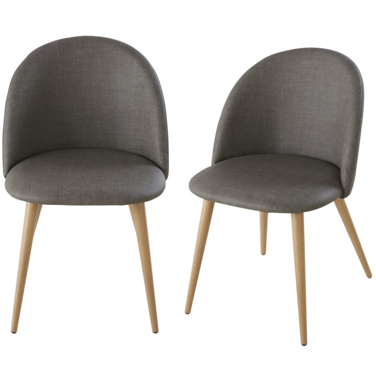 Cadeiras profissionais vintage cinzento carvão e metal imitação carvalho (x2)-Mauricette BUSINESS