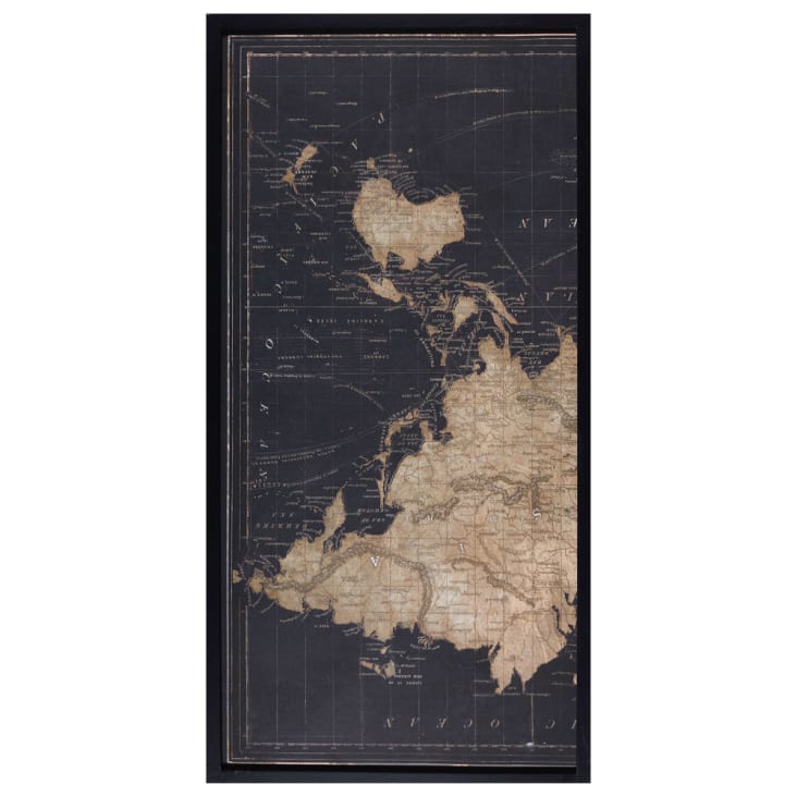 Cadre triptyque carte du monde noir 180x120-Explore cropped-4