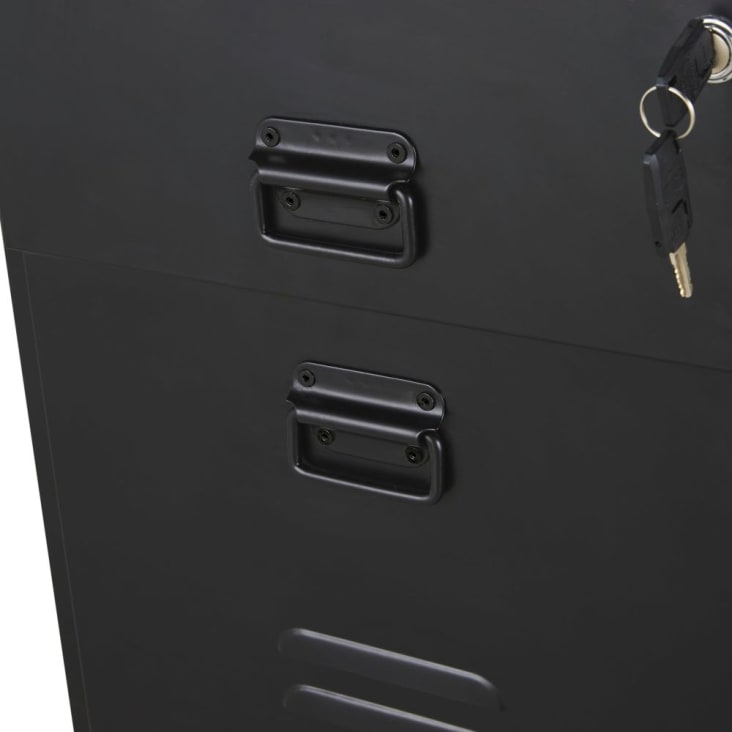 Caisson de bureau professionnel 2 tiroirs en métal noir à roulettes Loft  Business