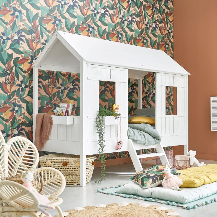 Cama cabaña con somier de láminas de madera de pícea blanca, 90x190