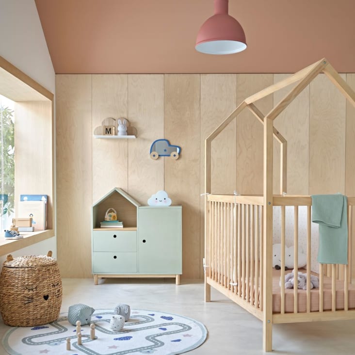 Cama casita para bebé con barrotes de pino L. 127 Sasha