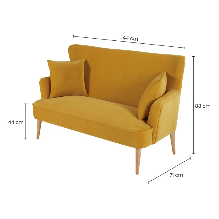 Canapé 2 places en velours jaune moutarde-Leon detail-4